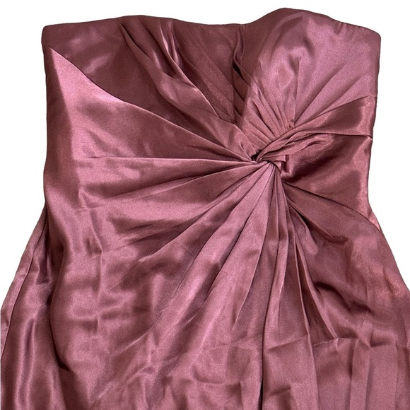 DAVID’S‎ BRIDAL Dress Size 10 Rosewood Knot Detail Strapless Mini Wedding Party - Picture 2 of 5